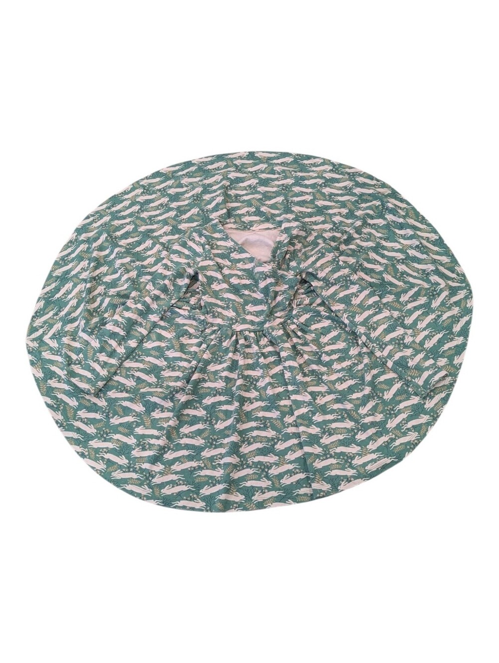 Mini Boden Kids Dress Cotton Long Sleeve Sage Green Bunny Rabbits Girl Size 9 10 - Picture 6 of 6